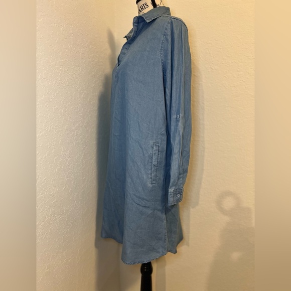 Como Vintage Denim Blue Long Sleeve Shirt Dress - Picture 5 of 11